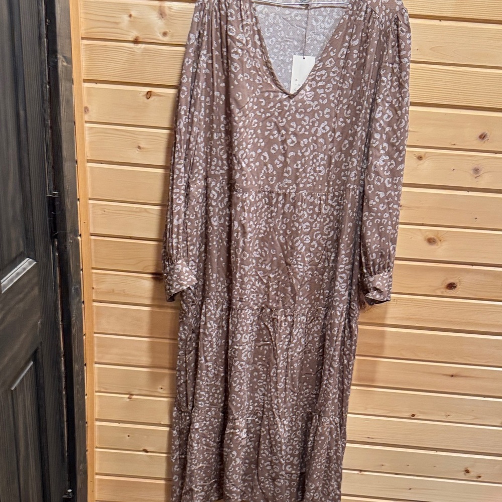 a new day Brown Animal Print Long Sleeve Dress